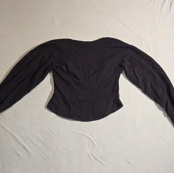 Maeve Peasant Square Neck Corset Cut Frwnch Terey Sweatshirt Anthropologie - Picture 7 of 8